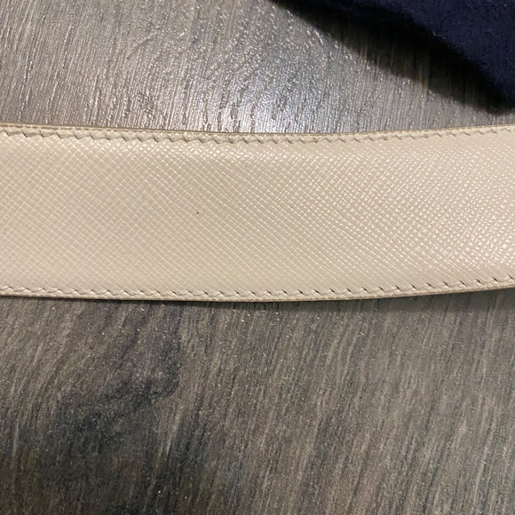 Prada Men's Off-White Saffiano Leather Belt Size 40/100 - Picture 8 of 11